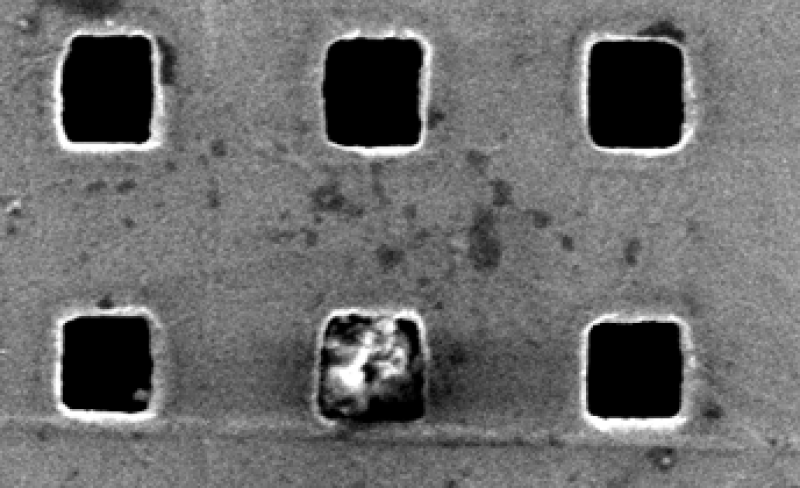 Dust Particle Trapped in Plasmonic Mesh Hole.